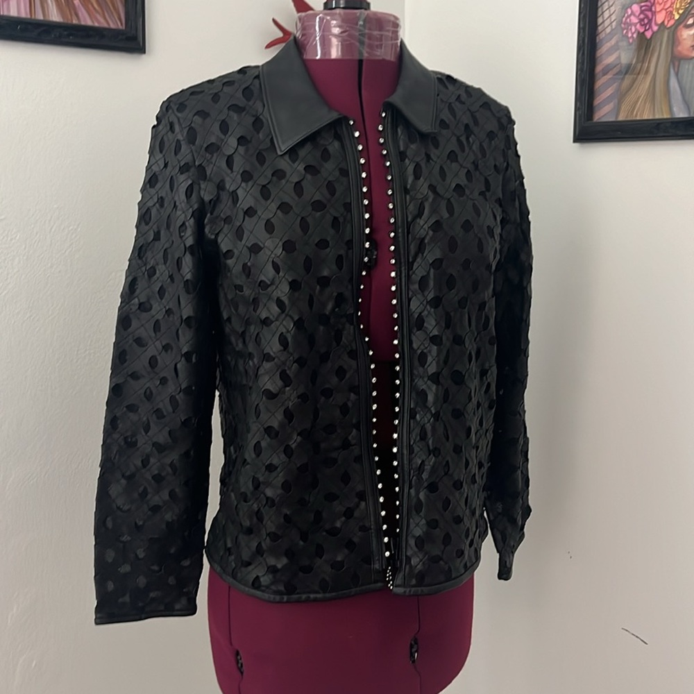 Real Leather Jacket, Mint Condition, Rhinestones,… - image 8